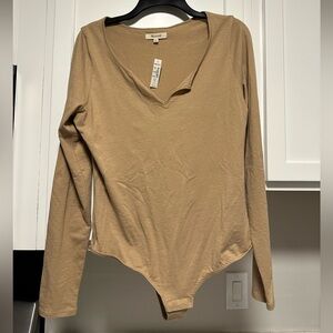 Madewell Camel Long Sleeve Women's Bodysuit Top